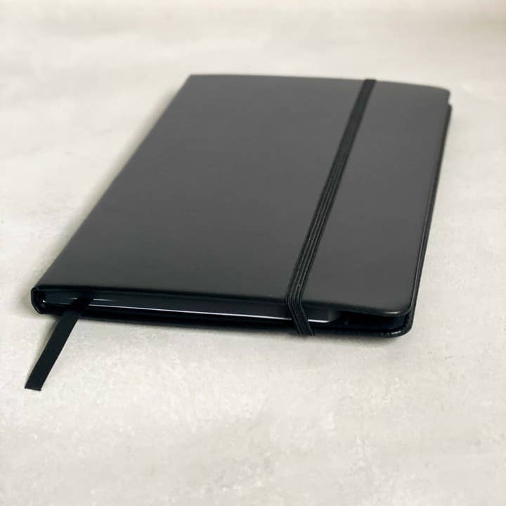 Black Notebook with Black Edges and Gunmetal Pen for wholesale on Faire2