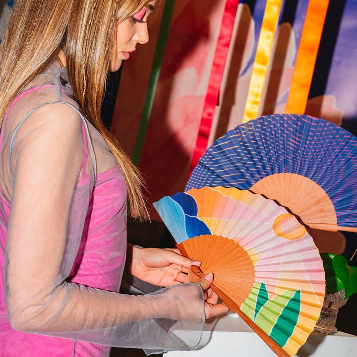 A FAN OF - Wholesale Handheld Folding Fan - Golden Hour STANDARD fan 100% handmade in Spain