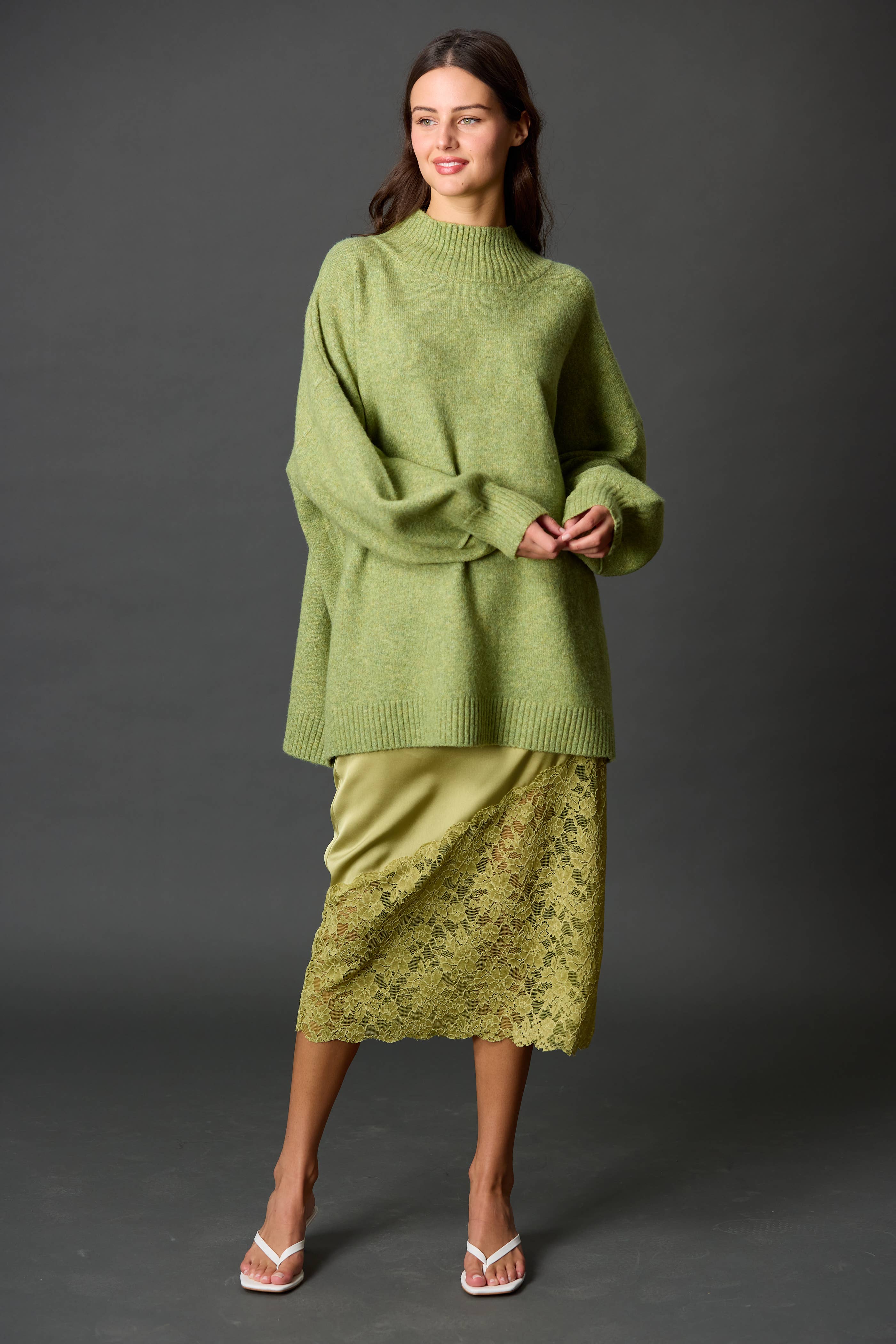 Maroon Knit Ribbed Funnel Neck Oversized Pullover for wholesale on Faire4