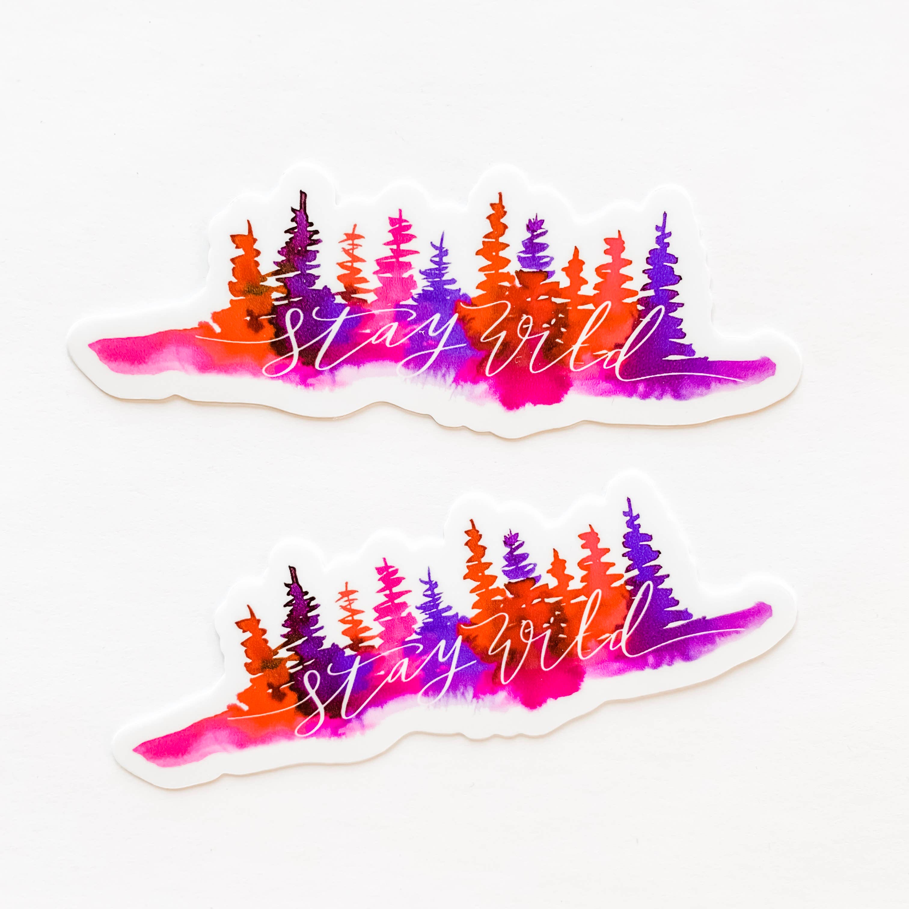 Wildflower Paper Company - Wholesale Sticker - Stay Wild Pink Purple Trees Sticker1