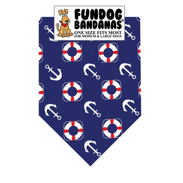 Lot de 5 - Bandanas pour chiens en coton avec bouées de sauvetage et ancres nautiques pour la vente par FunDog Bandanas
