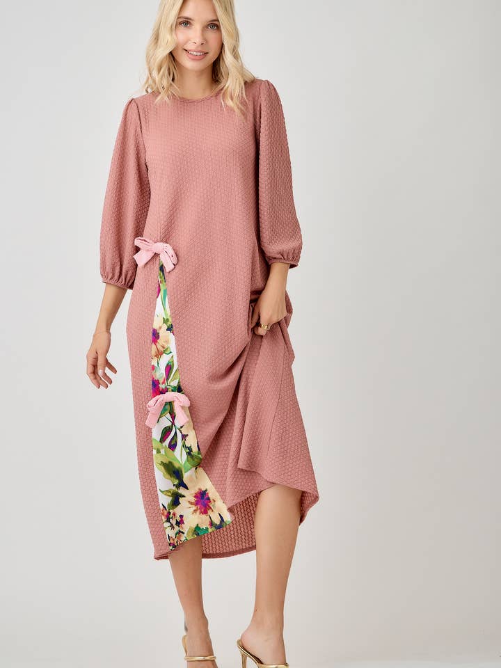 Celeste Clothing - Wholesale Dress - Women's - WOMEN'S MODEST SIDE BOW DRESS WITH PUFF SLEEVES AND POCKETS10