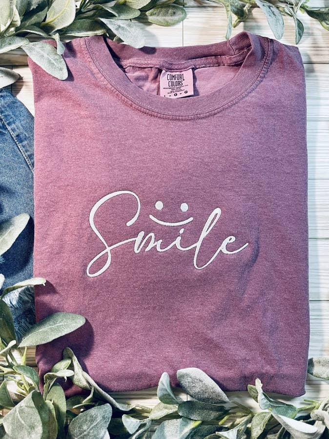 Smile (Embroidery T-Shirt) for wholesale by 1/2 Penny Wholesale