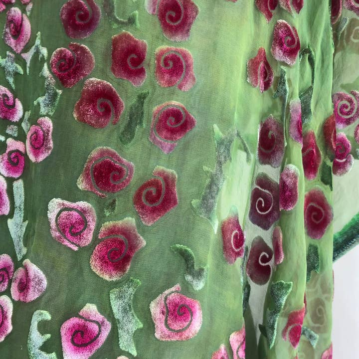 Sherit Levin Textiles - Venta al por mayor Bufanda - Mujer - Bufanda de terciopelo de seda Devoré con rosas