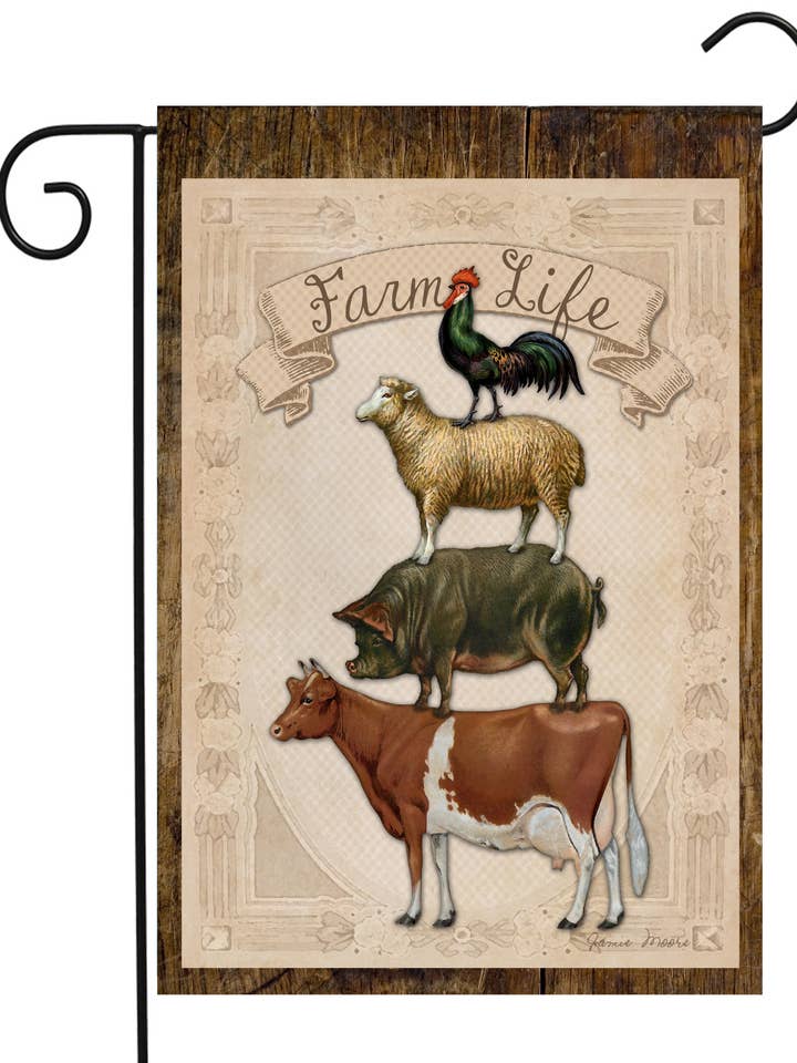 Trädgårdsflagga för lantliv för wholesale av Happy Cow Lawn Decor