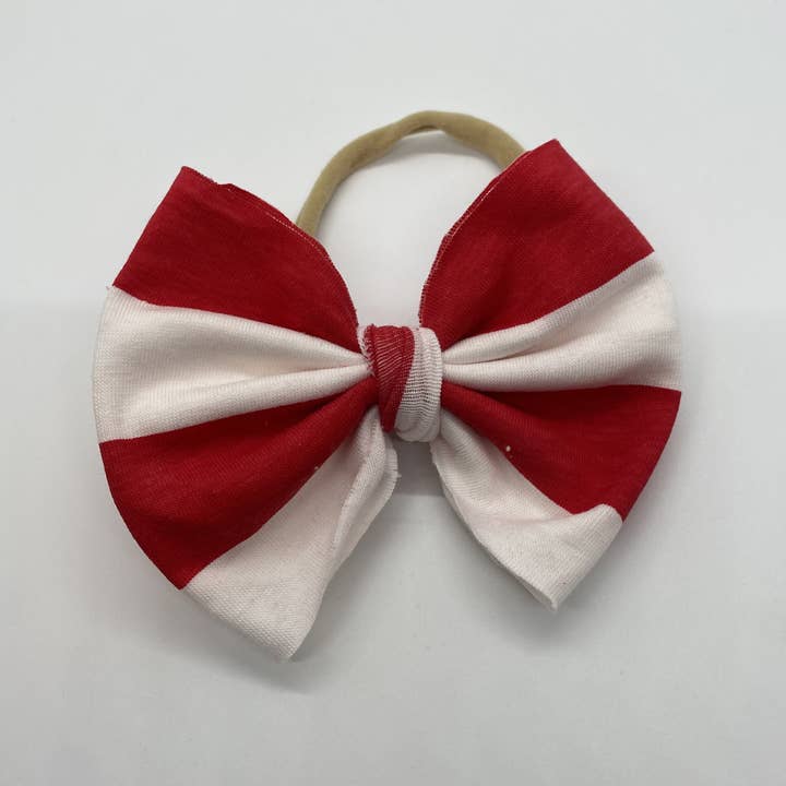 Brushed Stripes Bow for wholesale by Happy Badger Headbands LLC
