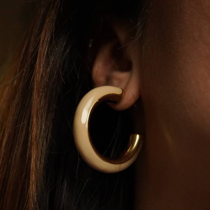 Steel enamel tube hoop earrings for wholesale by Bijoux 7bis