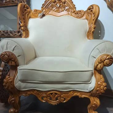 Royal Accent Chair White Color Hardwood Set Of 2 for wholesale by Gulab Homes