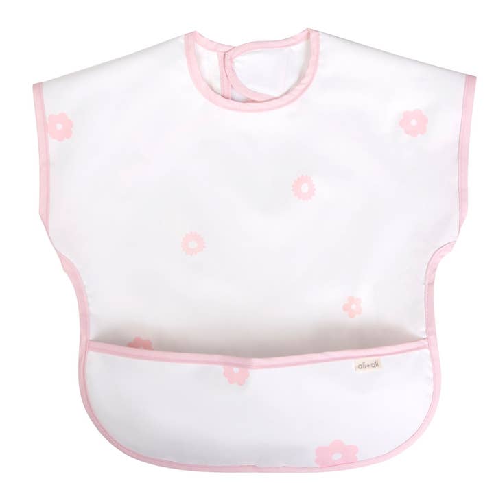 Ali+Oli - Wholesale Bib - Baby - Smock Bib for Baby & Toddler Short Sleeve (Pink Flowers)