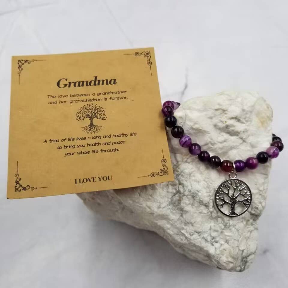 The Pretty Jewellery - Vente Bracelets à breloques/pendentifs - Bracelet à vœux en cristal d'améthyste Tree of Life2