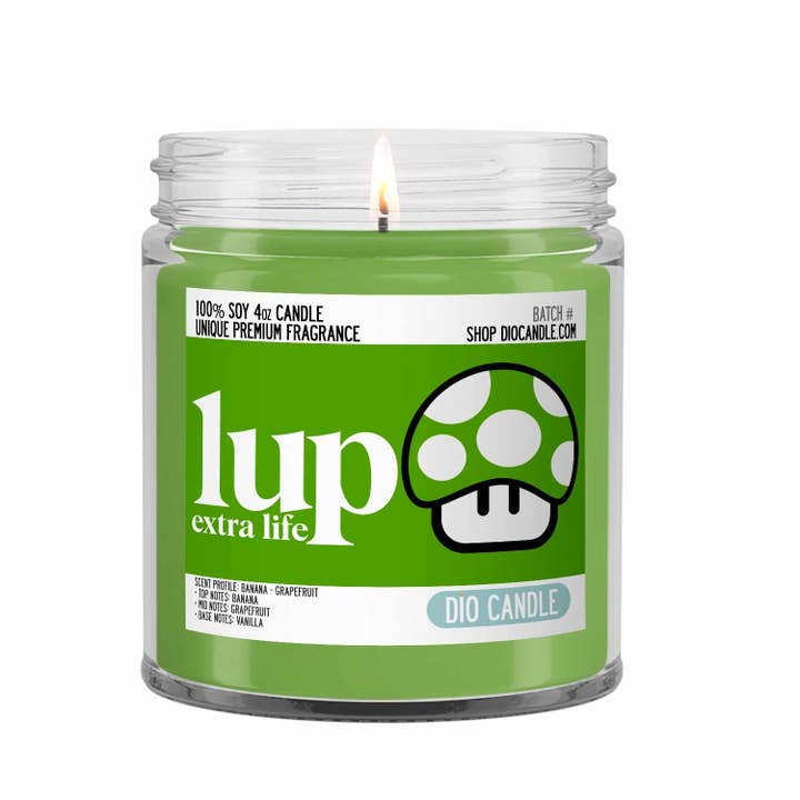Dio Candle Company - Wholesale Jar/Filled Candle - 1 Up Extra Life Gaming Candle2