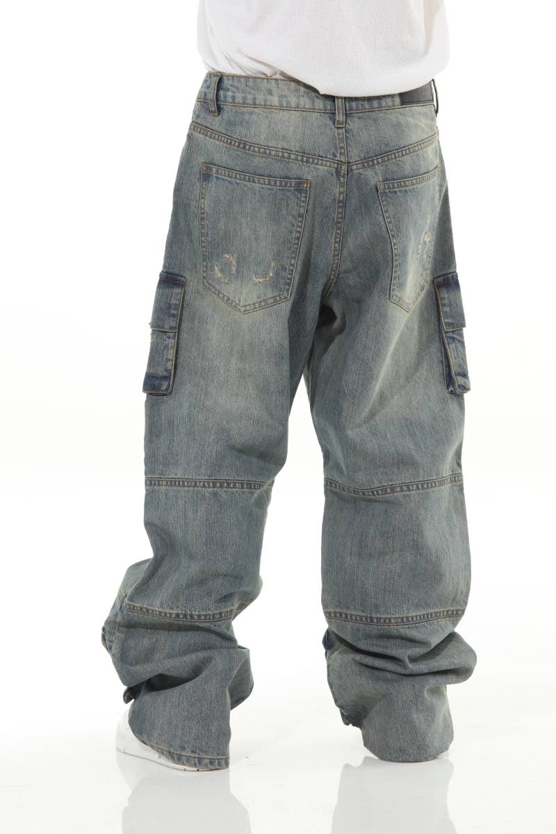 Stylo - Wholesale Jeans - Men's - Khaki Buckled Baggy8