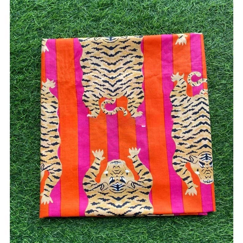 bhavnas boutique - Wholesale Fabric Paint - Jaipuri Tiger Printed Cotton Fabric Indian Cotton Handmade0