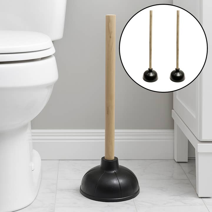 Heavy Duty Toilet & Sink Bathroom Plunger with Wooden Handle for wholesale by home mart goods