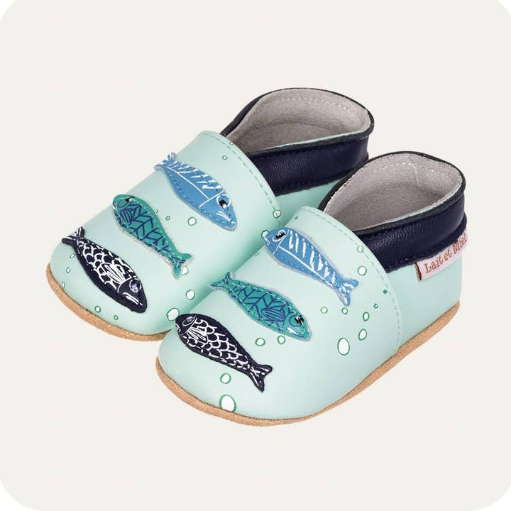 Baby leather slippers - Sardines for wholesale by LAIT ET MIEL