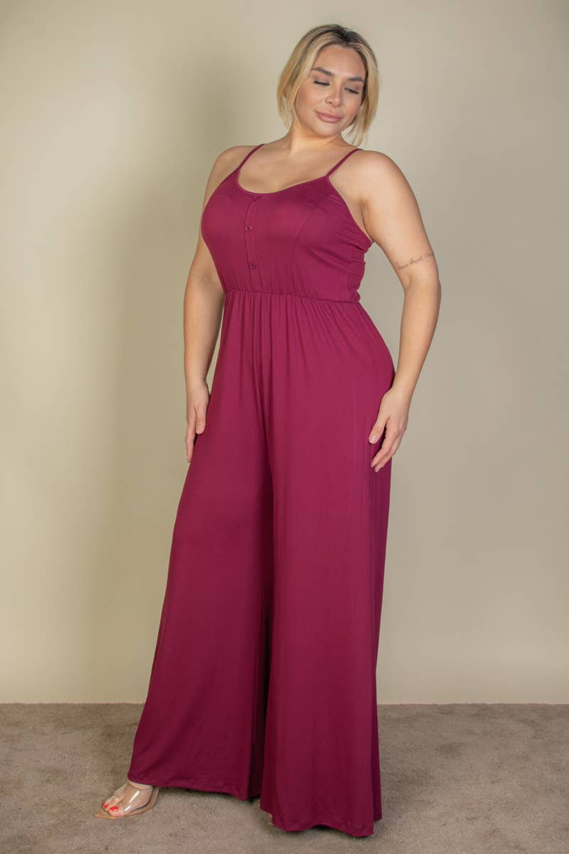 CAPELLA APPAREL - Wholesale Jumpsuit - Dames - Jumpsuit met wijde pijpen en knopen voor dames in grote maten14