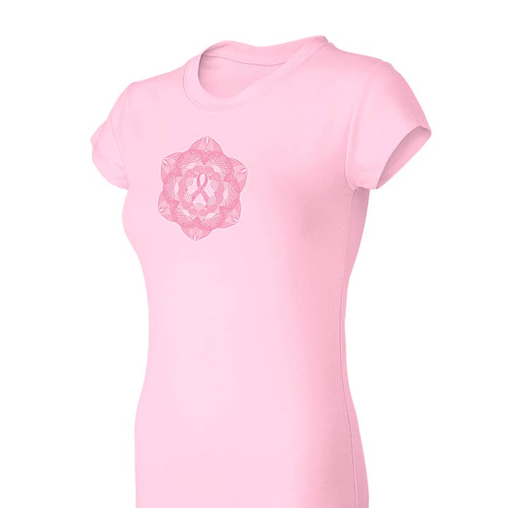 T-shirt Spirograph à ruban rose S/S - 02108CP pour la vente par Think Medical Wholesale