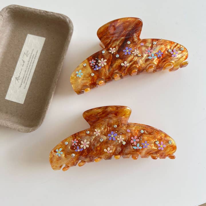 Bloemen Rhinestone Haarclip, Gemarmerde Haaraccessoires voor wholesale door SoapElenGlen