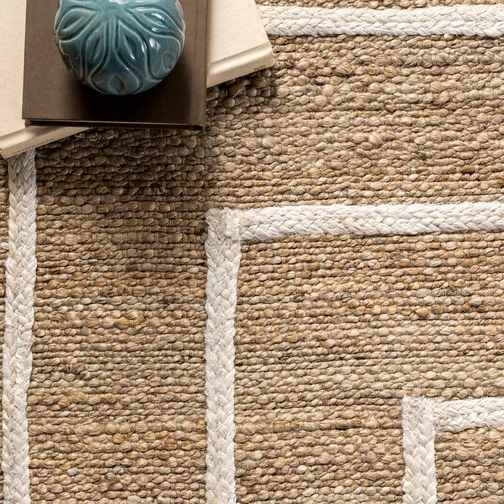 Ivory Elemore Geometric Jute Area Rug for wholesale on Faire