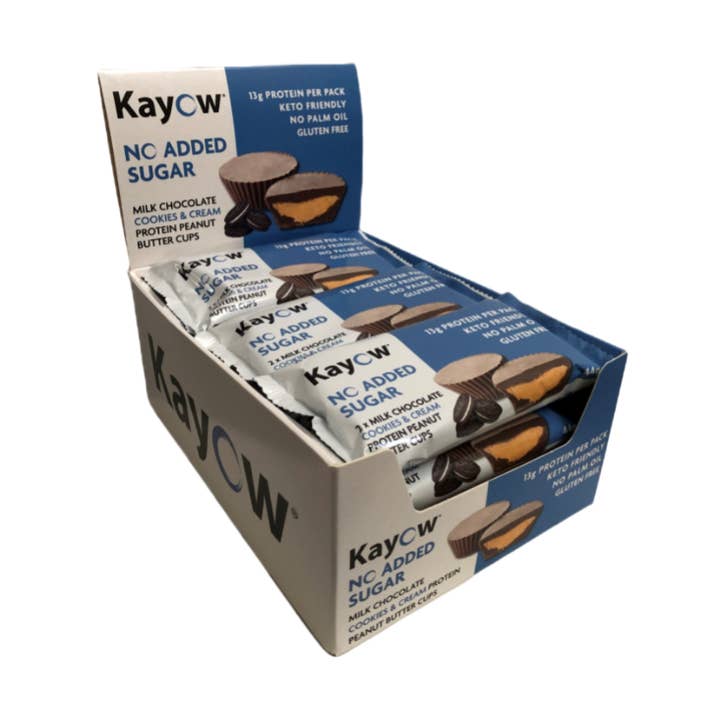 High Protein Cookies & Cream Peanut Butter Cups for wholesale by Kayow Nutrition