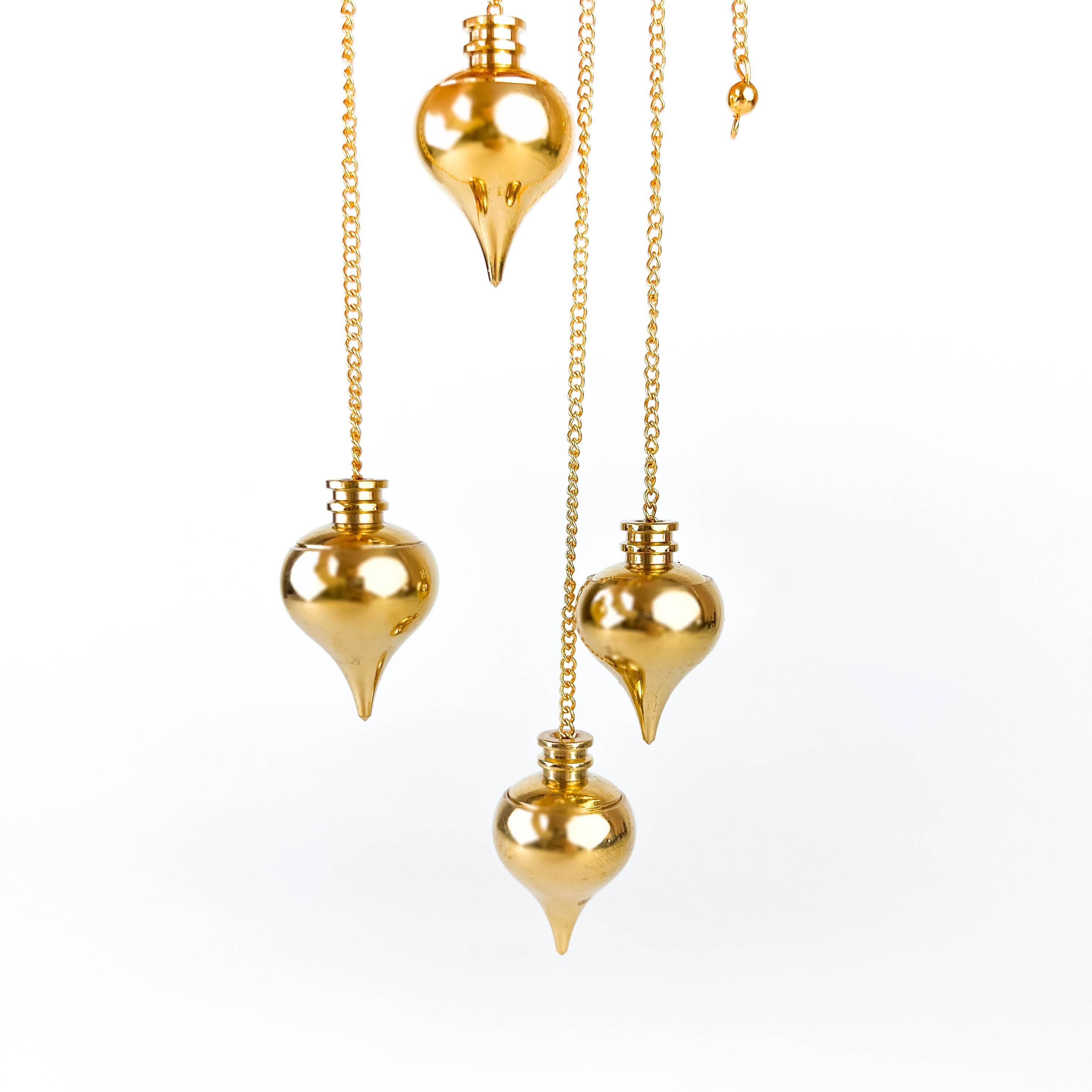 GREENROOTS USA LLC - Venta al por mayor Artículo de meditación - Péndulo con acabado dorado con compartimento 1,25L con cadena 18,4 cm 4P2