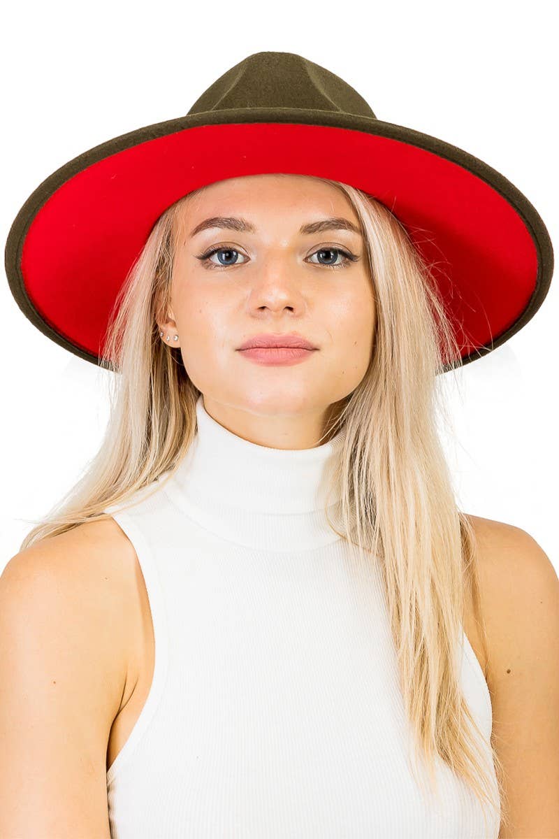 Cap Zone - Wholesale Fedora - Women's - Premium Two Tone Fedora Wide Brim With Belt 22