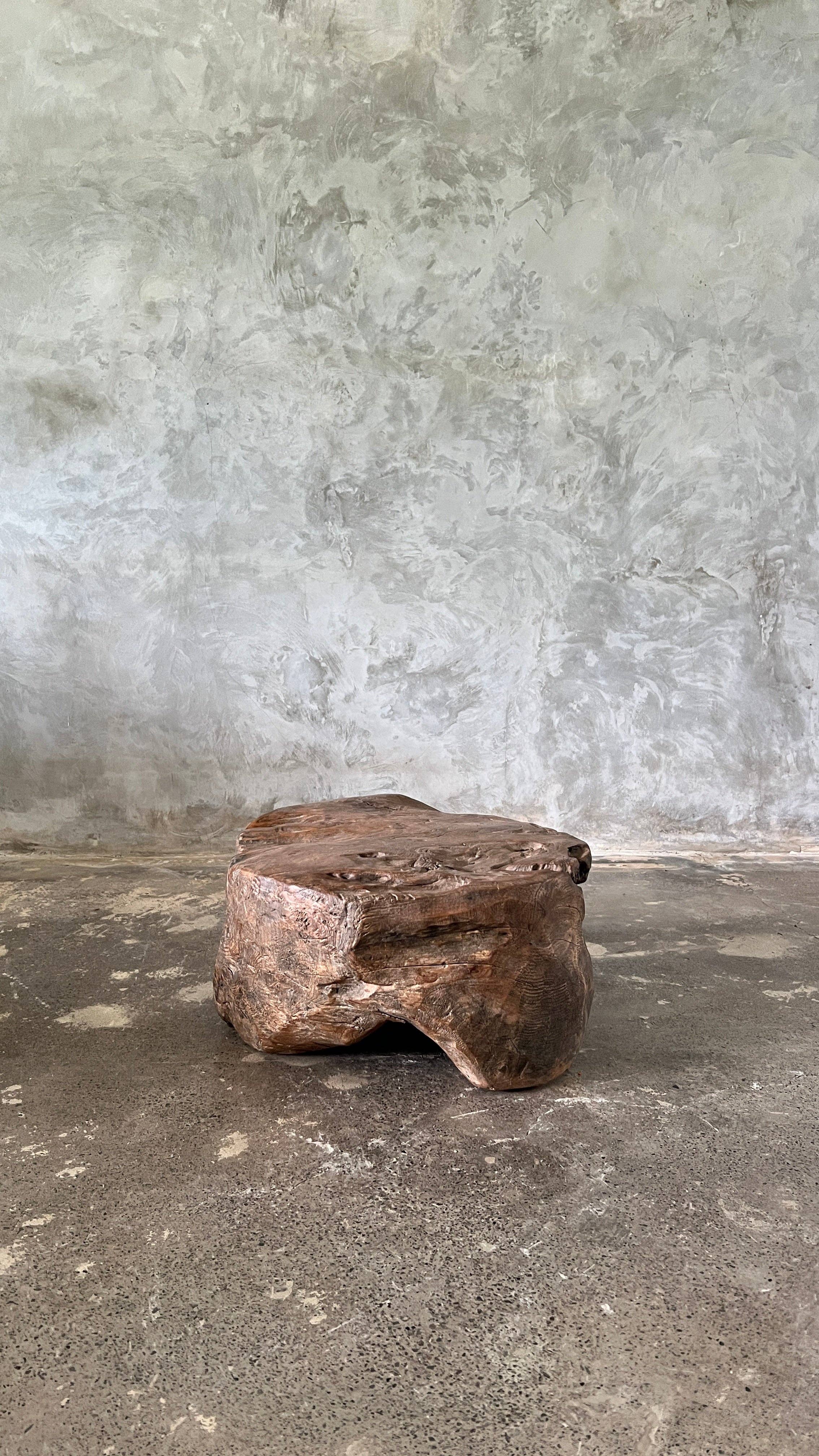 Office Objets - Wholesale Side Table - Small round coffee table in solid monoxyle organic teak D:47 H:256