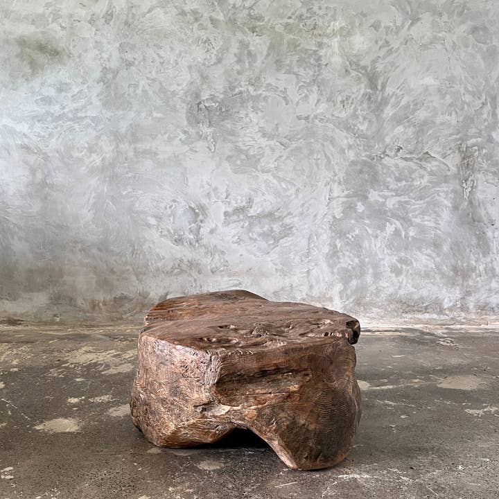 Office Objets - Wholesale Side Table - Small round coffee table in solid monoxyle organic teak D:47 H:256