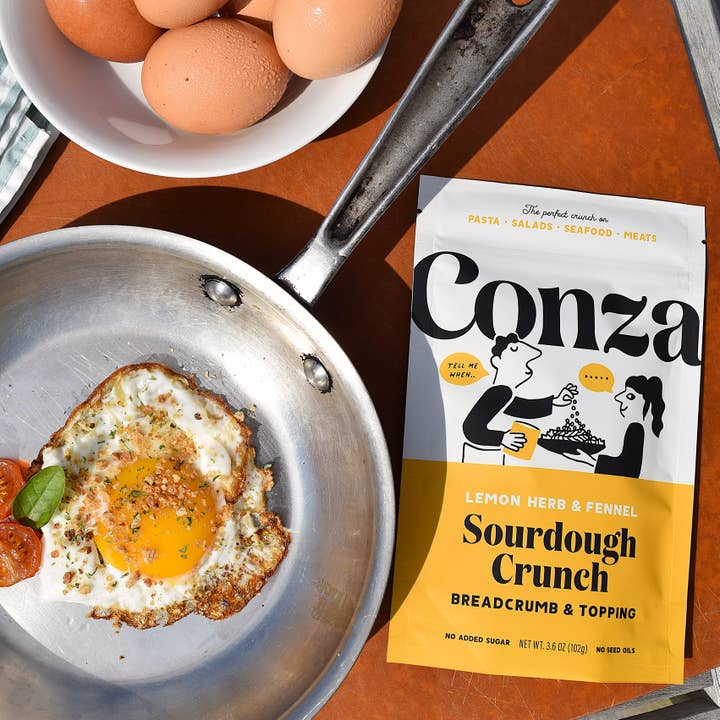 Conza Sourdough Crunch Breadcrumbs - Wholesale Bread Mix - Lemon Herb & Fennel - Sourdough Crunch Breadcrumbs - 3.6oz