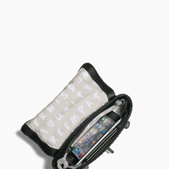 Black with Shiny Silver Studs Chain Reaction Novelty Mini Shoulder Bag for wholesale on Faire