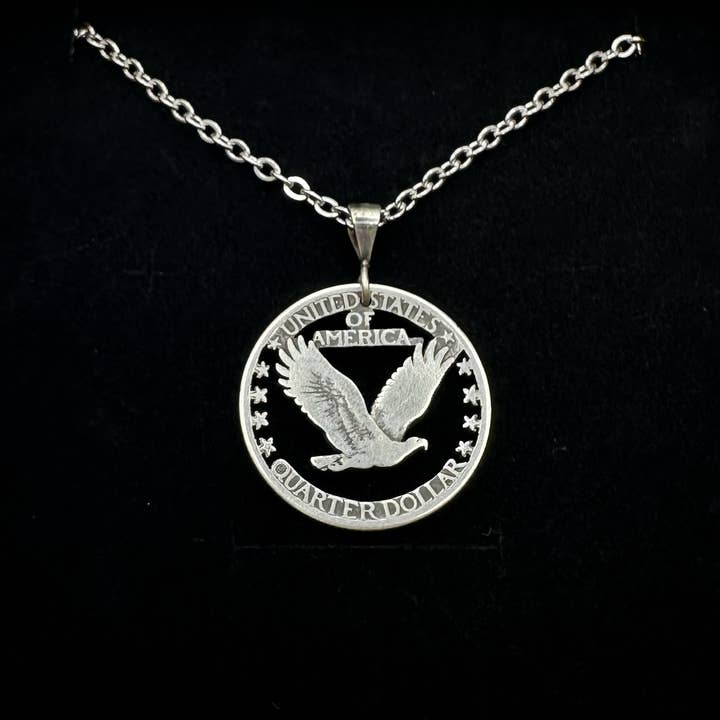 U.S. Soaring Eagle Quarter handgeschnittene Silbermünzen-Halskette für den Großhandel von Mountainstruck Coin Rings and Jewelry