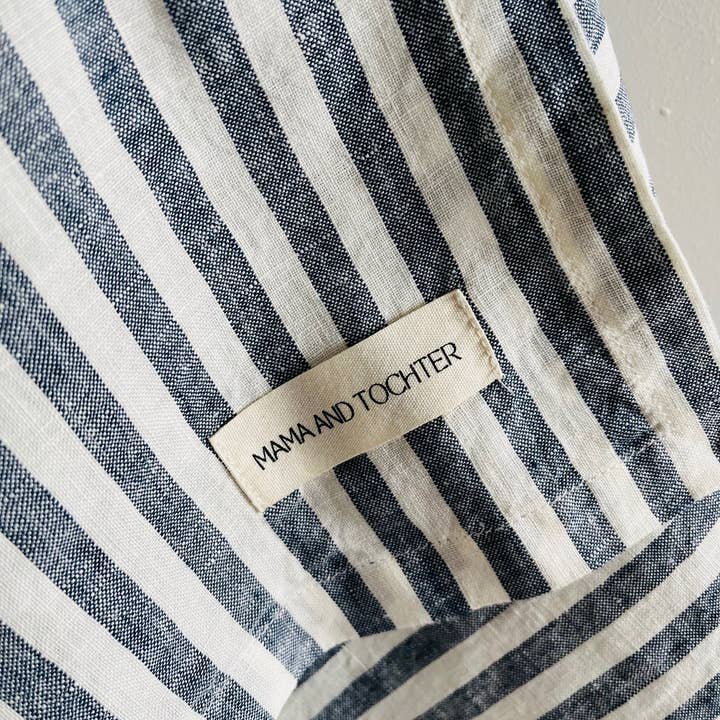 Mama and Tochter - Wholesale Tea Towel - Pure French Linen Tea Towel - Navy Stripe