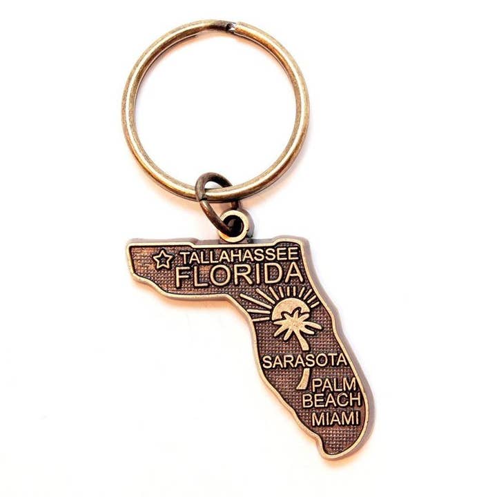 Gleeful Peacock - Wholesale Keychain - Unisex - Florida Keychain - High Quality Thick Metal State Love2