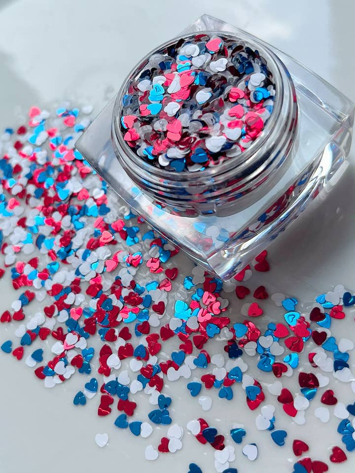 4th of July America USA Heart Fourth Face and Body Glitter for wholesale by Nola Glitter Goddess