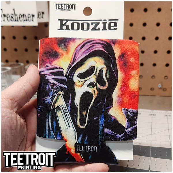 Horror Can Koozie for wholesale by Teetroit Printing LLC