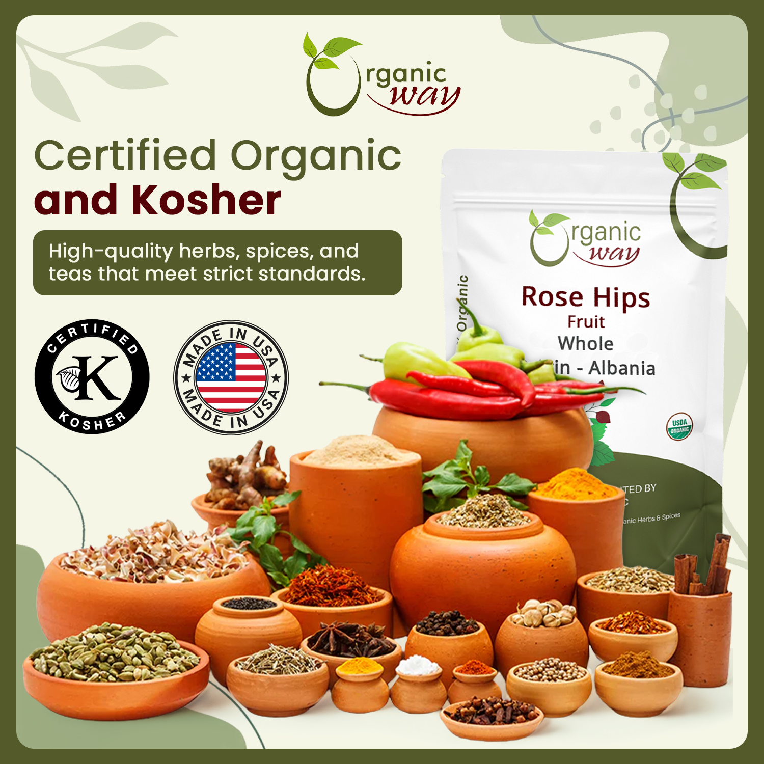 Organic Way LLC – wholesale Dried/dehydrated fruit – Premium Rosehips Fruit Whole (Rosa canina) - European Wild-Harvest | Kosher Certified | Vegan, Non GMO & Gluten Free | USDA Certified | Origin - Albania7