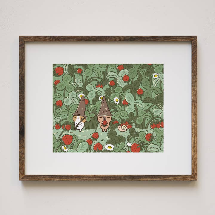 Impression artistique de la collection Bubu et Moonch « La saison des fraises », 10 pour la vente par Noristudio