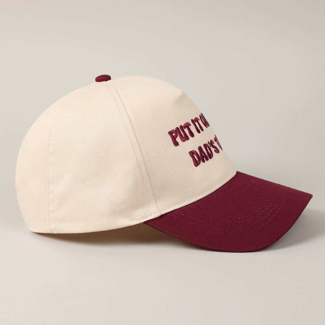 Fashion City - Wholesale Baseball Cap - Unisex - Put It On My Dad's Tab Embroidery Two-Tone Hat16