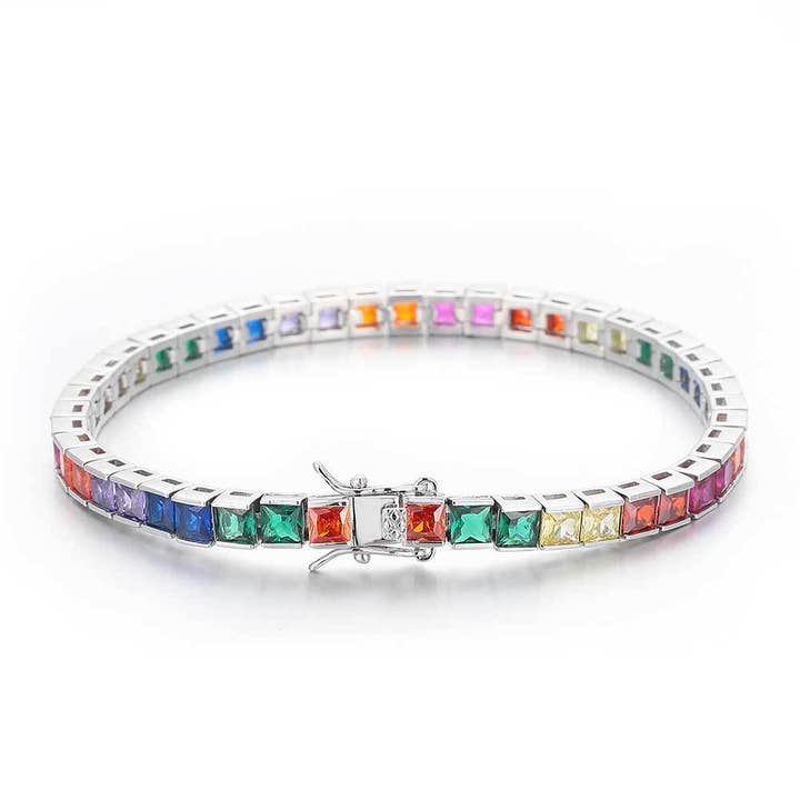 4mm Colorful Tennis Chain with Zircon Hip-Hop Bracelet for wholesale by Gemcohub