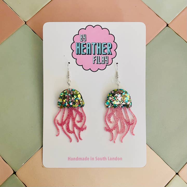 By Heather Filby – wholesale Dangle earrings – JellyFish Glitter Earrings (MORE COLOURS) - Best Seller17