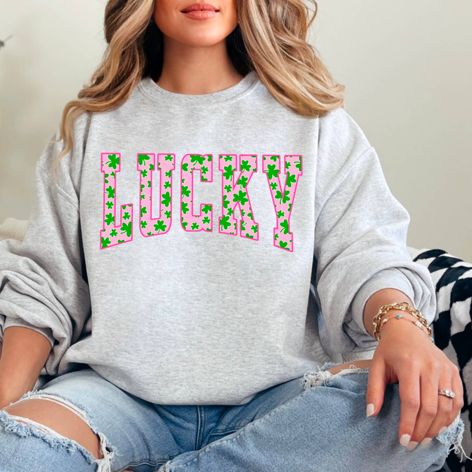 Shoppe SHC - Vente Sweat-shirt à imprimés – femme - Sweat-shirt graphique à col rond Lucky St. Patrick's Day2