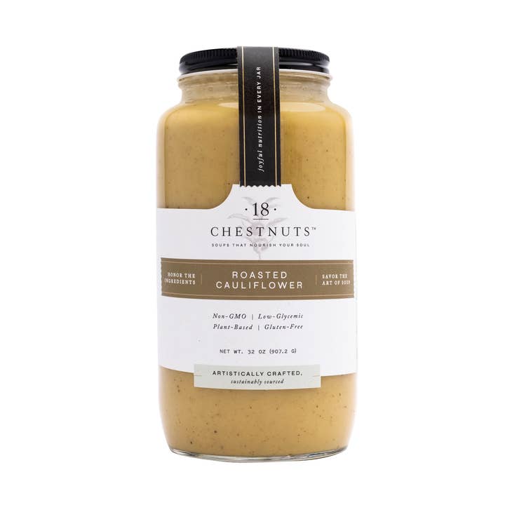 Roasted Cauliflower 32 oz Soup Plant Based and Gluten Free for wholesale by 18 Chestnuts Soups