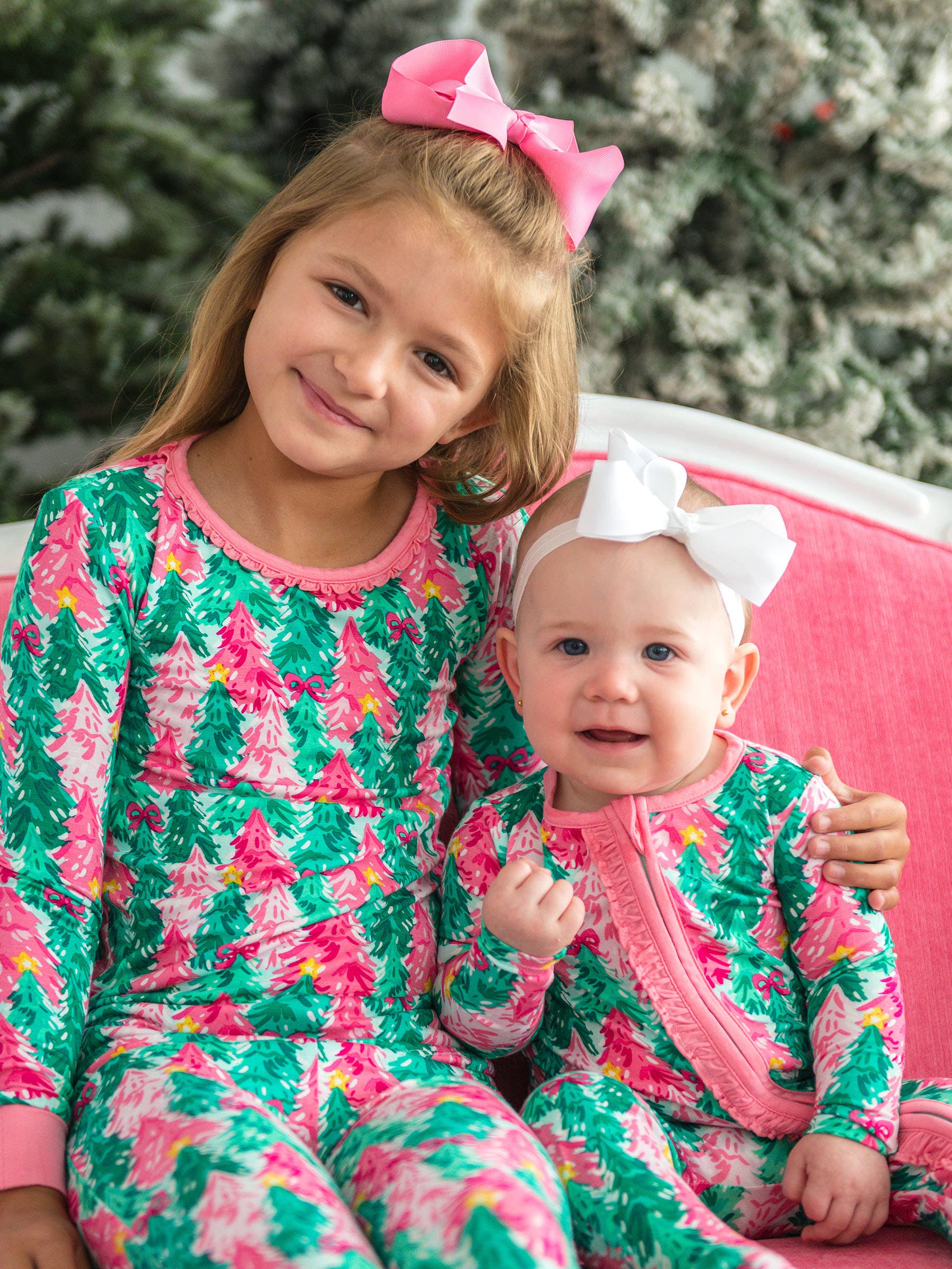 SoftSnooze™ Girls Bamboo Viscose Pink Jolly Grove Ruffle Long Sleeve Pajama Set for wholesale on Faire4