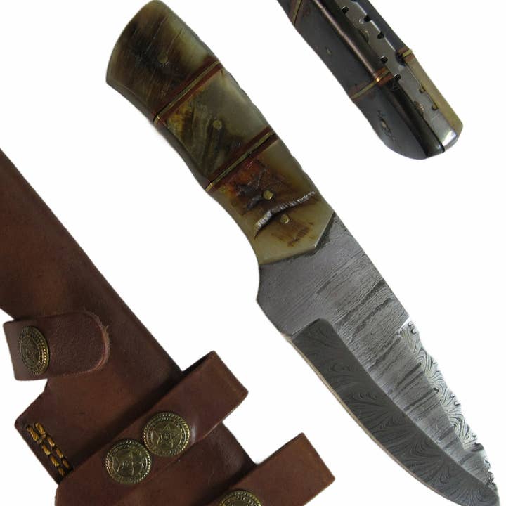 Pronghorn Hunting Knife - Fixed Blade - Damascus Steel for wholesale by Ruddock Bros. LLC