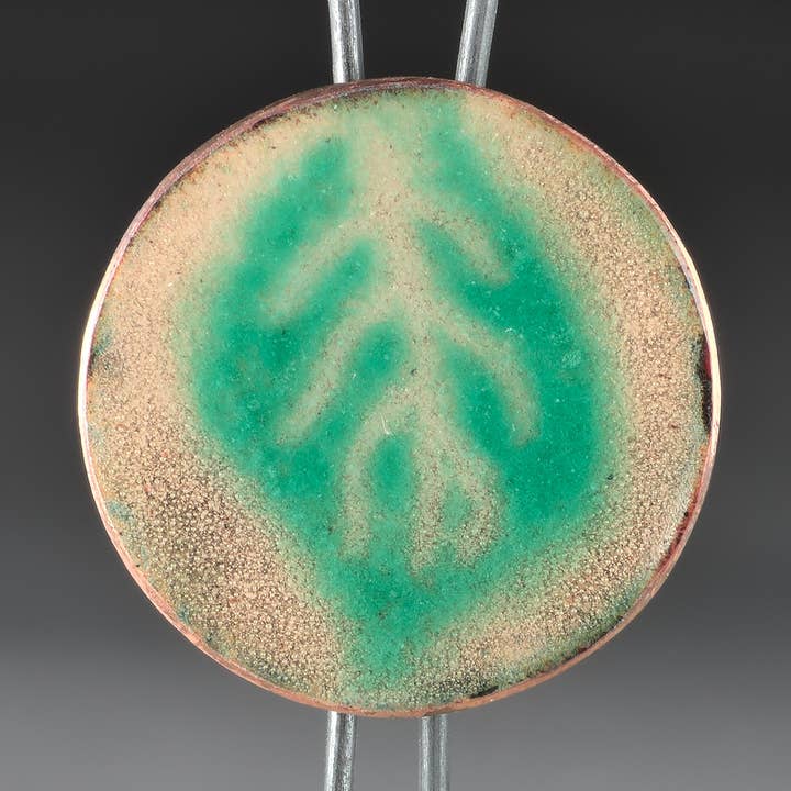 Copper Enamel Art Magnet, Shimmering Leaf for wholesale by Kristin Ellis