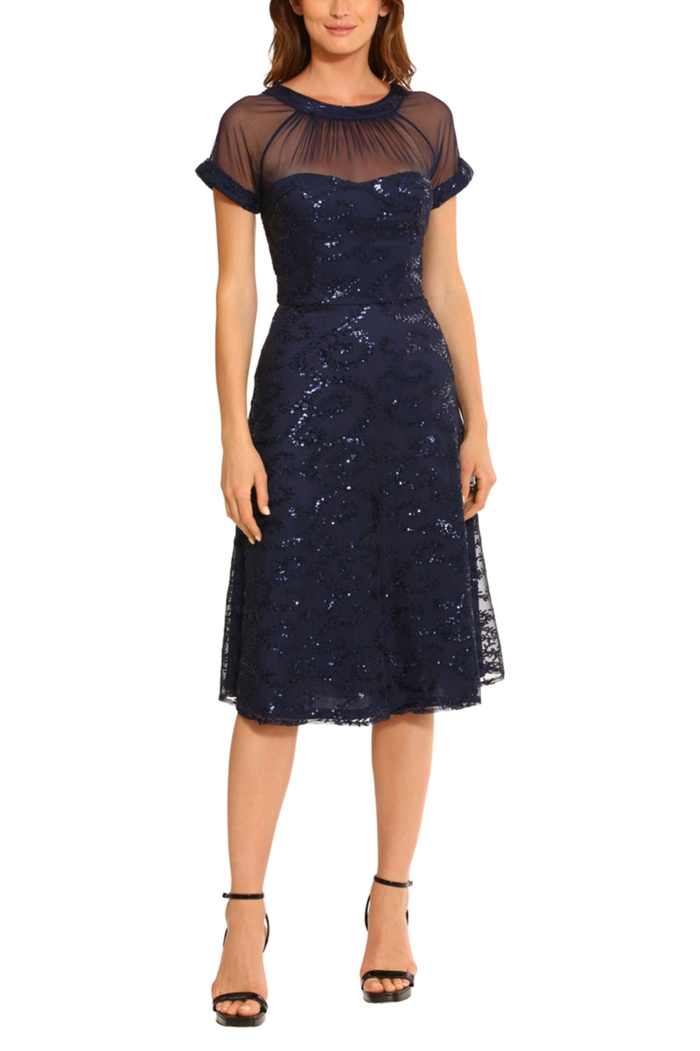 NAVY Maggy London Illusion Neck Sequined A-Line Dress for wholesale on Faire2