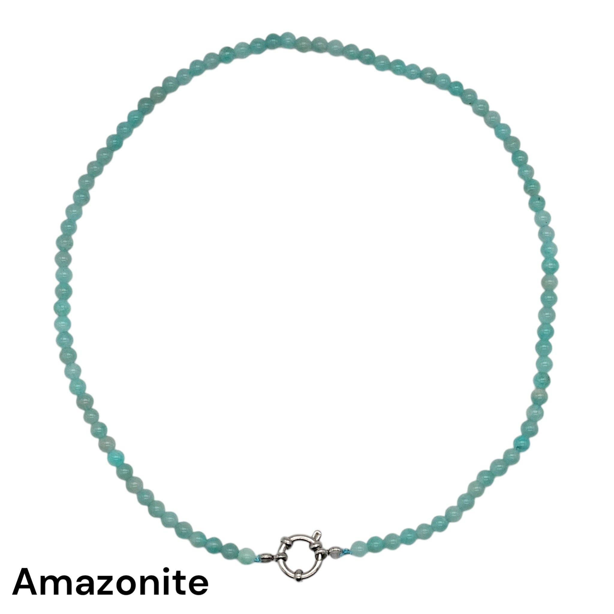 Foliesbijoux - Wholesale Beaded/Pearl Necklace - 43 cm necklace in 4 mm with gold-plated stainless steel buoy clasp (20 stones available)10