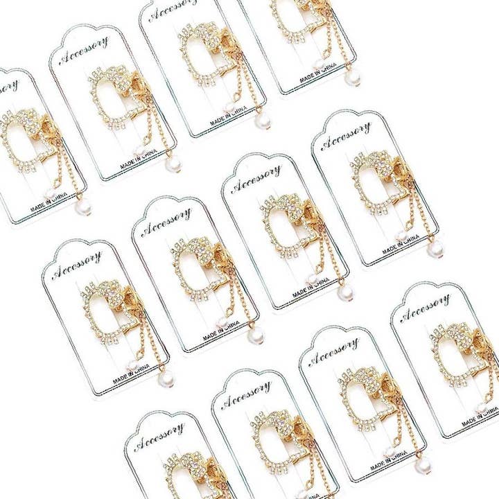 Diacly - Wholesale Hair Pin - 12pk Kitty Face Cat Bow Rhinestone Hair Clip