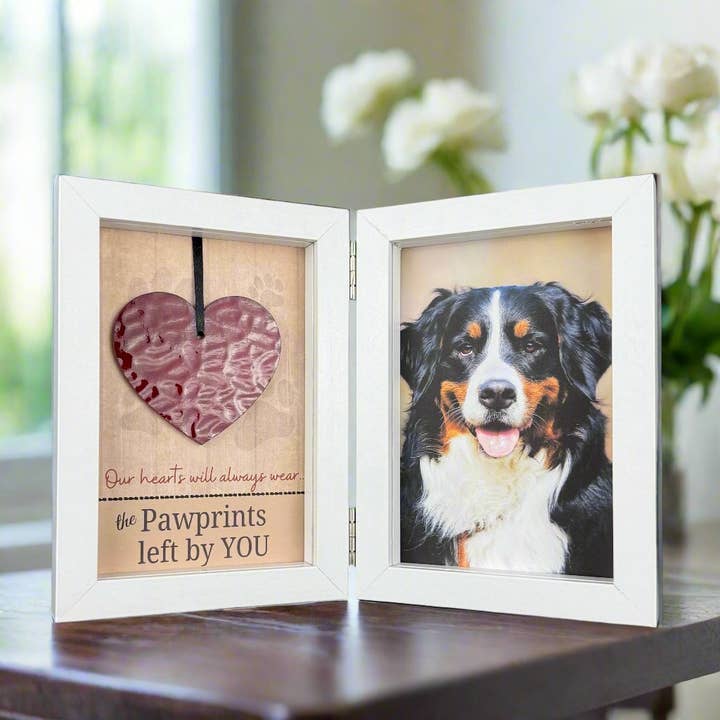 The Grandparent Gift Co. Inc. - Wholesale Picture frame - Pawprints Left By You Memorial Frame w/ Glass Heart 81081