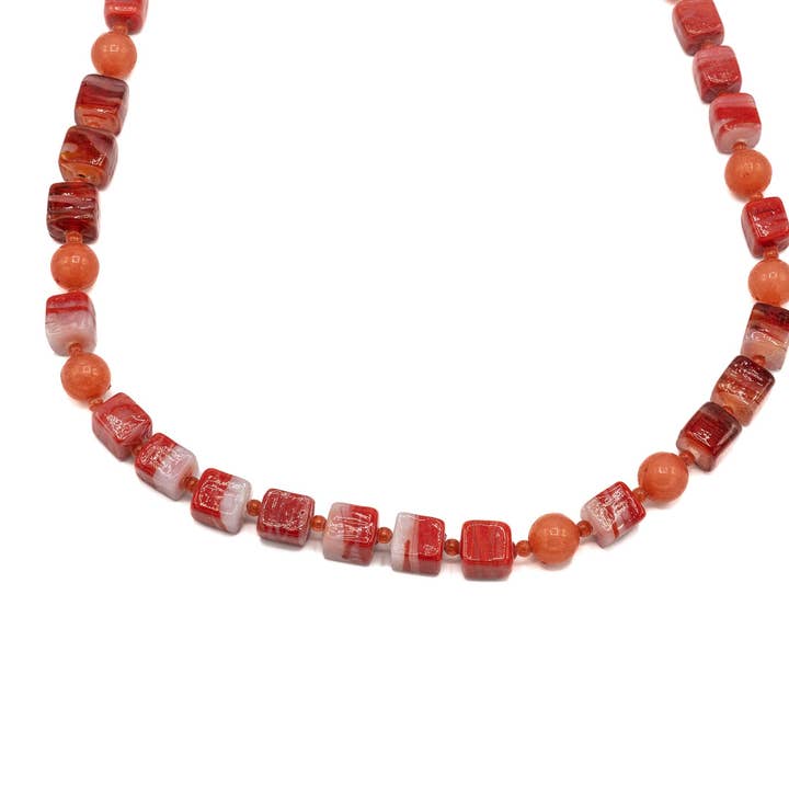 Long glass cube necklace for wholesale by KLK